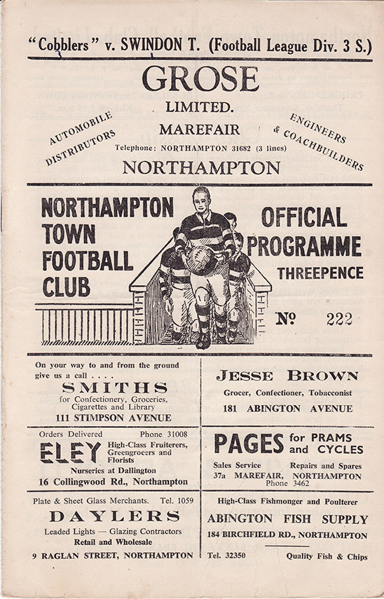 <b>Thursday, September 25, 1952</b><br />vs. Northampton Town (Away)